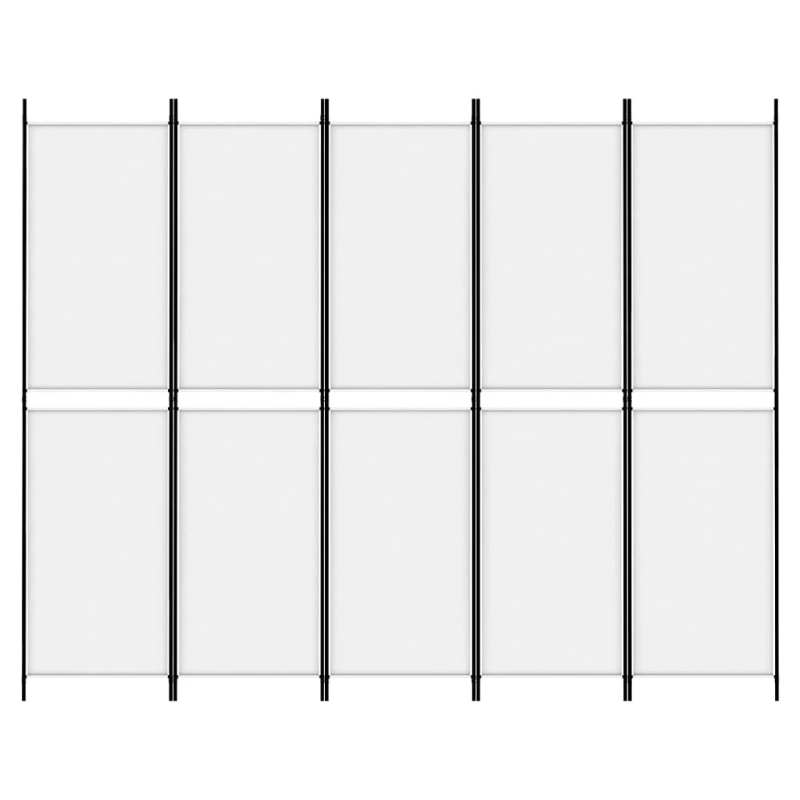vidaXL 5-paneļu istabas aizslietnis, 250x200 cm, balts audums
