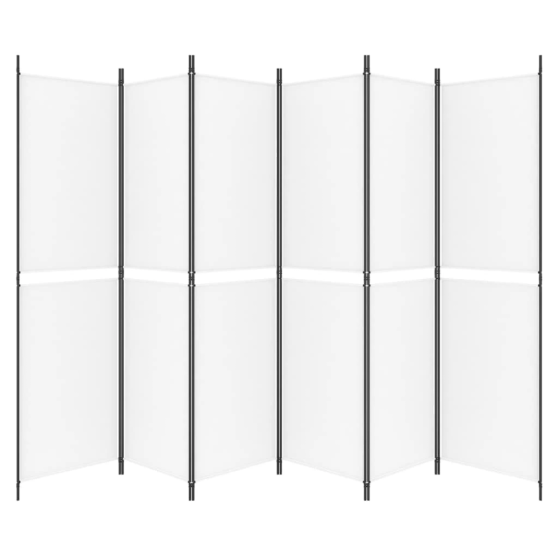 vidaXL 6 paneļu istabas aizslietnis, balts, 300x200 cm, audums