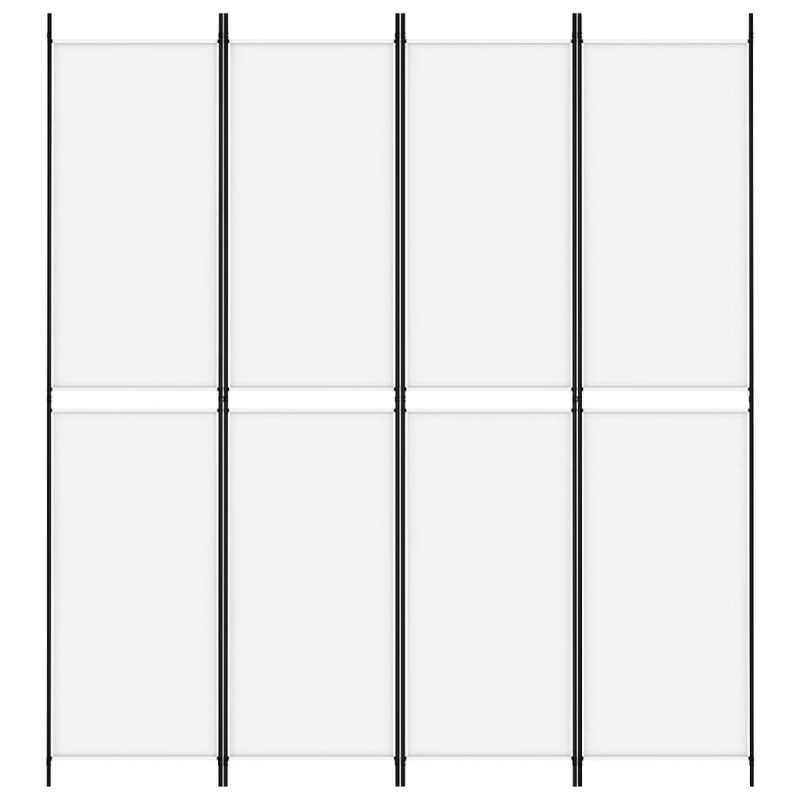 vidaXL 4-paneļu istabas aizslietnis, 200x220 cm, balts audums