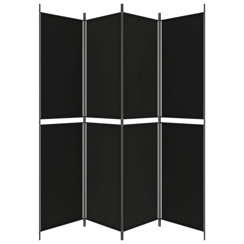 vidaXL 4-paneļu istabas aizslietnis, 200x220 cm, melns audums