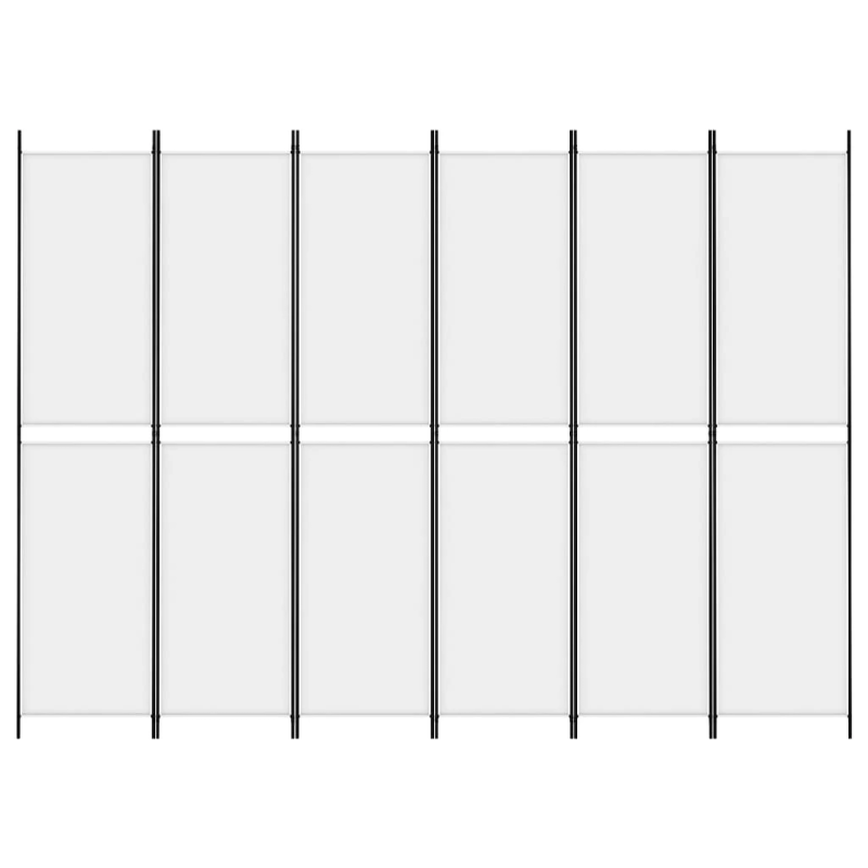 vidaXL 6 paneļu istabas aizslietnis, balts, 300x220 cm, audums