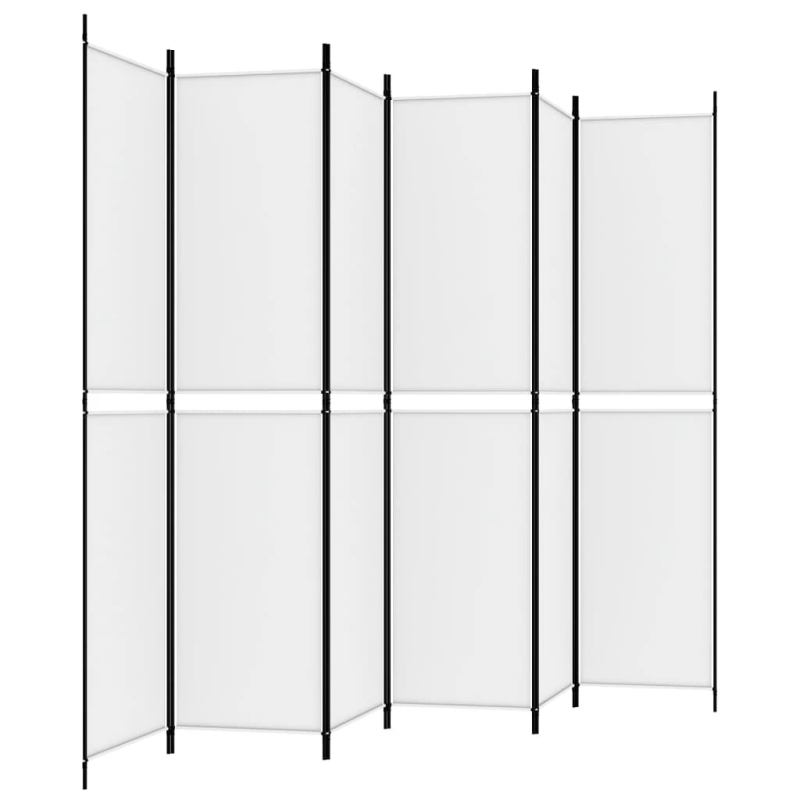 vidaXL 6 paneļu istabas aizslietnis, balts, 300x220 cm, audums