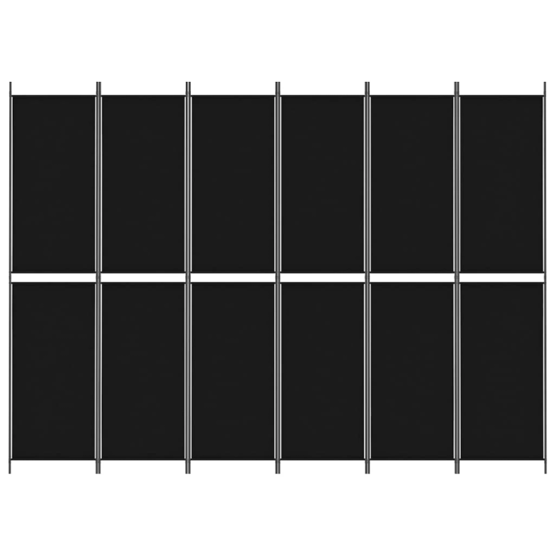 vidaXL 6-paneļu istabas aizslietnis, 300x220 cm, melns audums