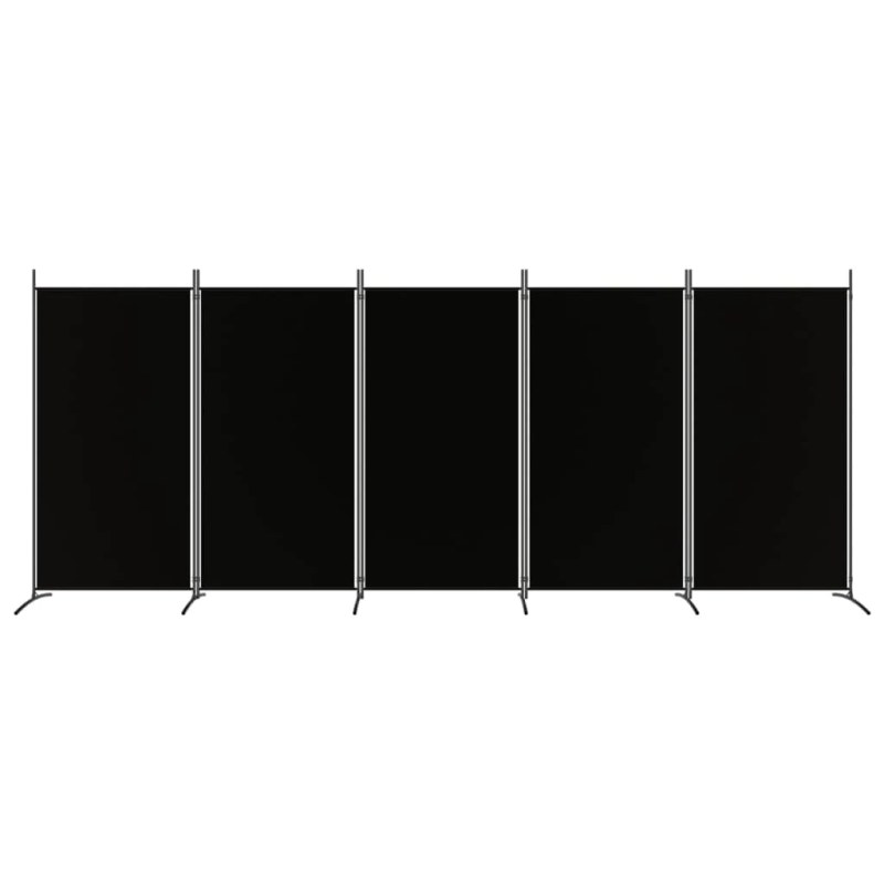 vidaXL 5-paneļu istabas aizslietnis, 433x180 cm, melns audums