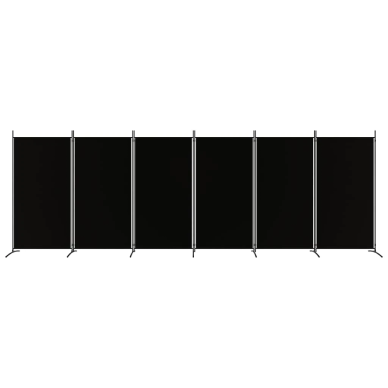 vidaXL 6-paneļu istabas aizslietnis, 520x180 cm, melns audums