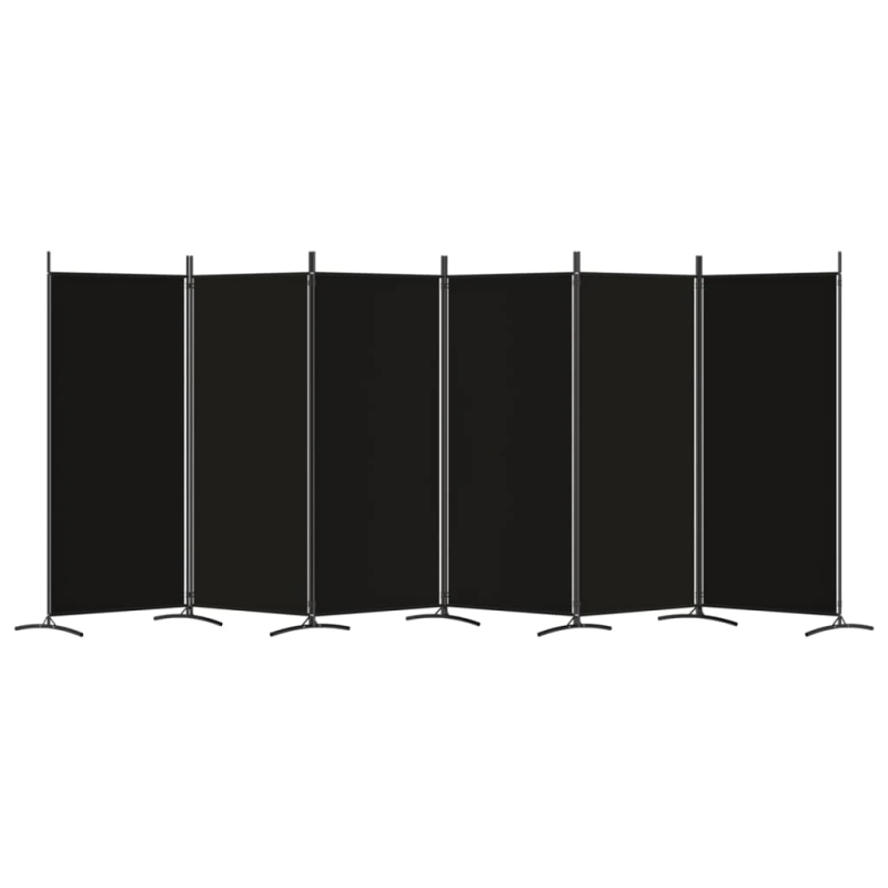 vidaXL 6-paneļu istabas aizslietnis, 520x180 cm, melns audums