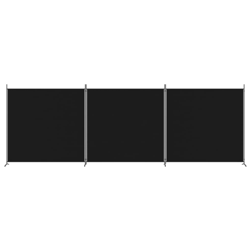 vidaXL 3-paneļu istabas aizslietnis, 525x180 cm, melns audums