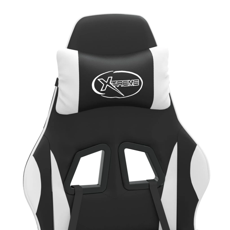 vidaXL datorspēļu krēsls, melna un balta mākslīgā āda