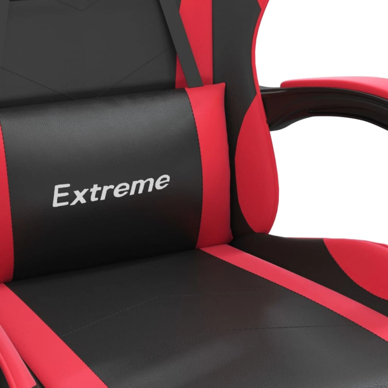 vidaXL datorspēļu krēsls ar kāju balstu, melna un sarkana mākslīgā āda