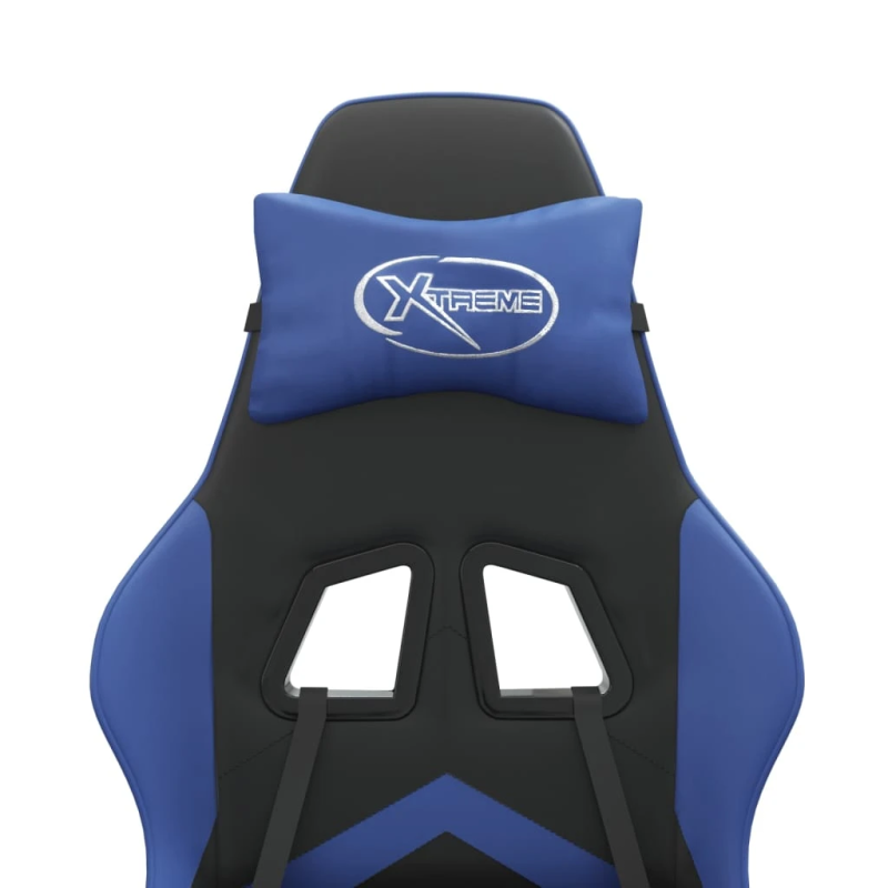 vidaXL datorspēļu krēsls, melna un zila mākslīgā āda