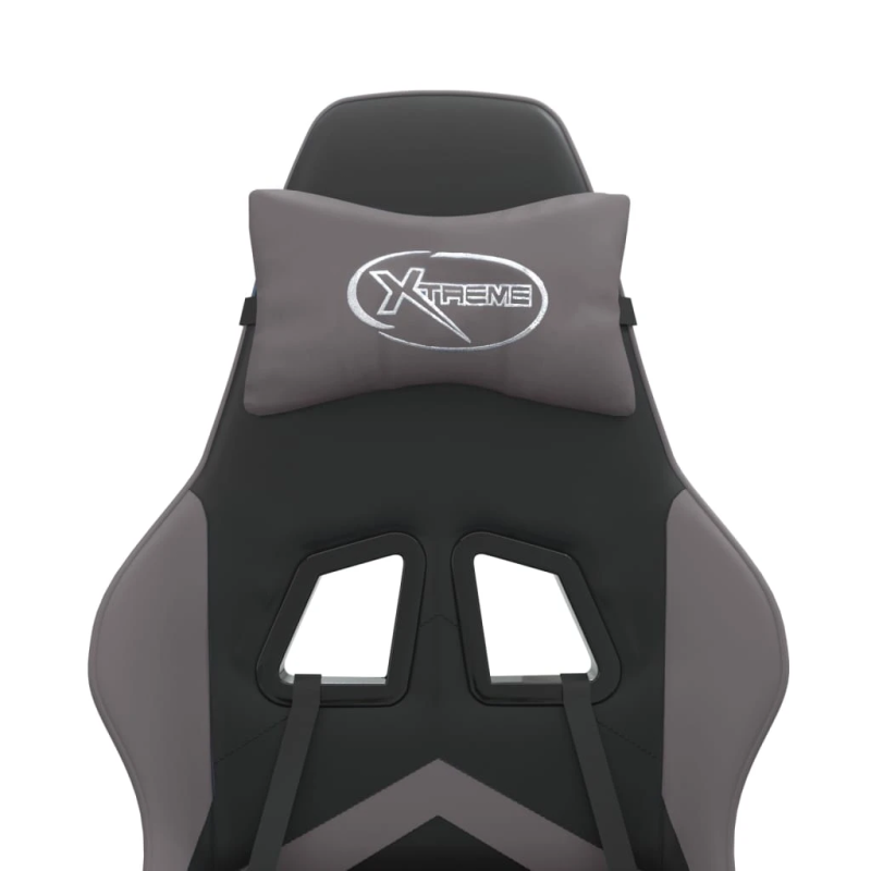 vidaXL datorspēļu krēsls, melna un pelēka mākslīgā āda