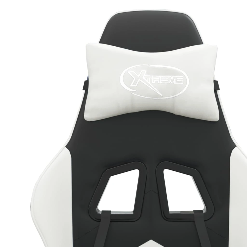 vidaXL datorspēļu krēsls, melna un balta mākslīgā āda