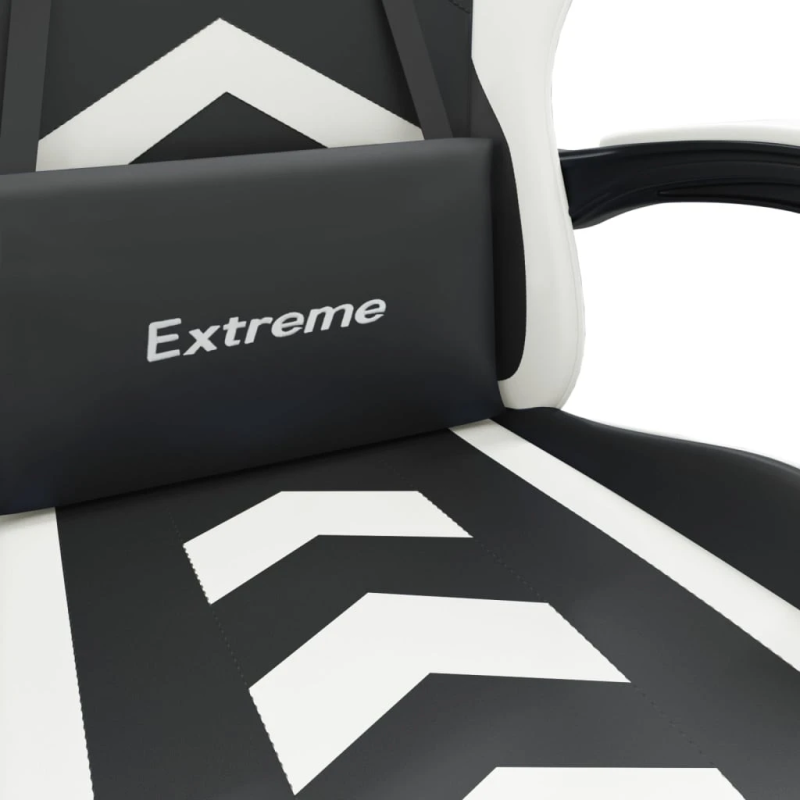 vidaXL datorspēļu krēsls, melna un balta mākslīgā āda