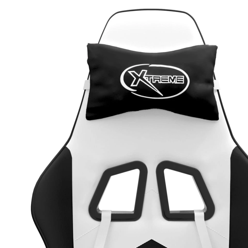 vidaXL datorspēļu krēsls, balta un melna mākslīgā āda