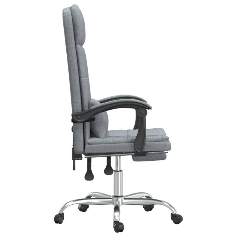 vidaXL masāžas biroja krēsls, atgāžams, gaiši pelēks audums