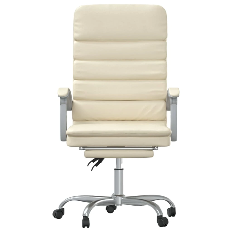 vidaXL biroja masāžas krēsls, atgāžams, krēmkrāsas mākslīgā āda