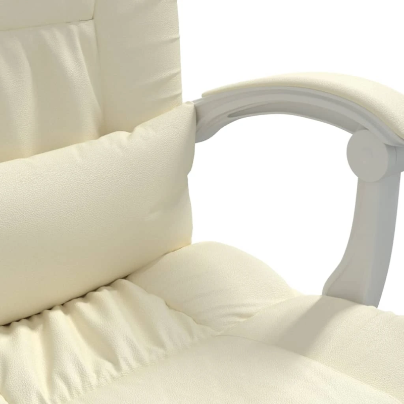 vidaXL biroja krēsls, atgāžams, krēmkrāsas mākslīgā āda