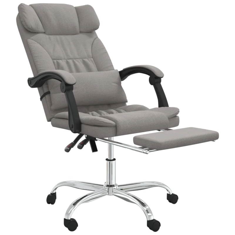 vidaXL biroja masāžas krēsls, atgāžams, pelēkbrūns audums