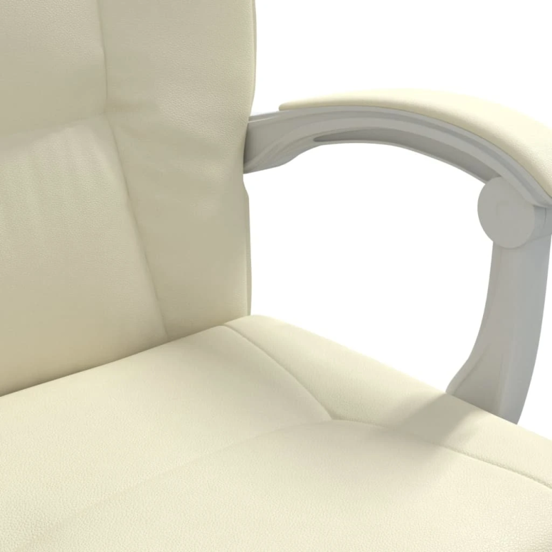 vidaXL biroja krēsls, atgāžams, krēmkrāsas mākslīgā āda