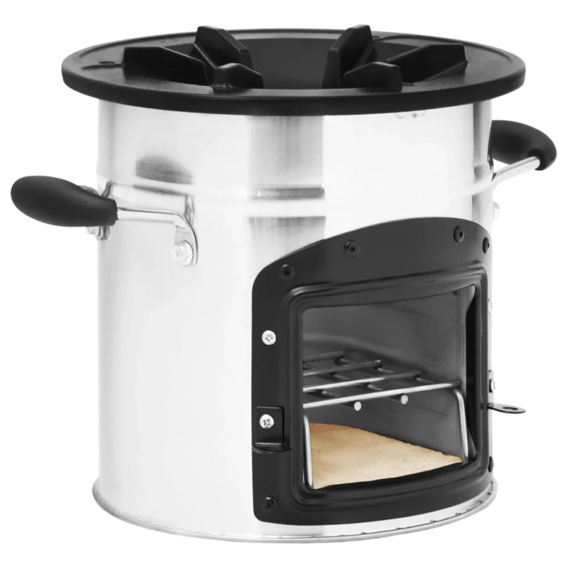 vidaXL kempinga malkas plīts, sudraba krāsā, 45,5x33x25,5 cm, tērauds