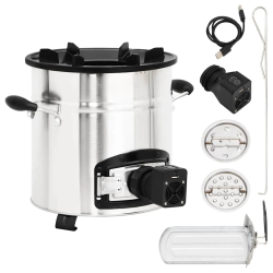 vidaXL kempinga malkas plīts ar ventilatoru, sudraba, 35,5x26x28 cm