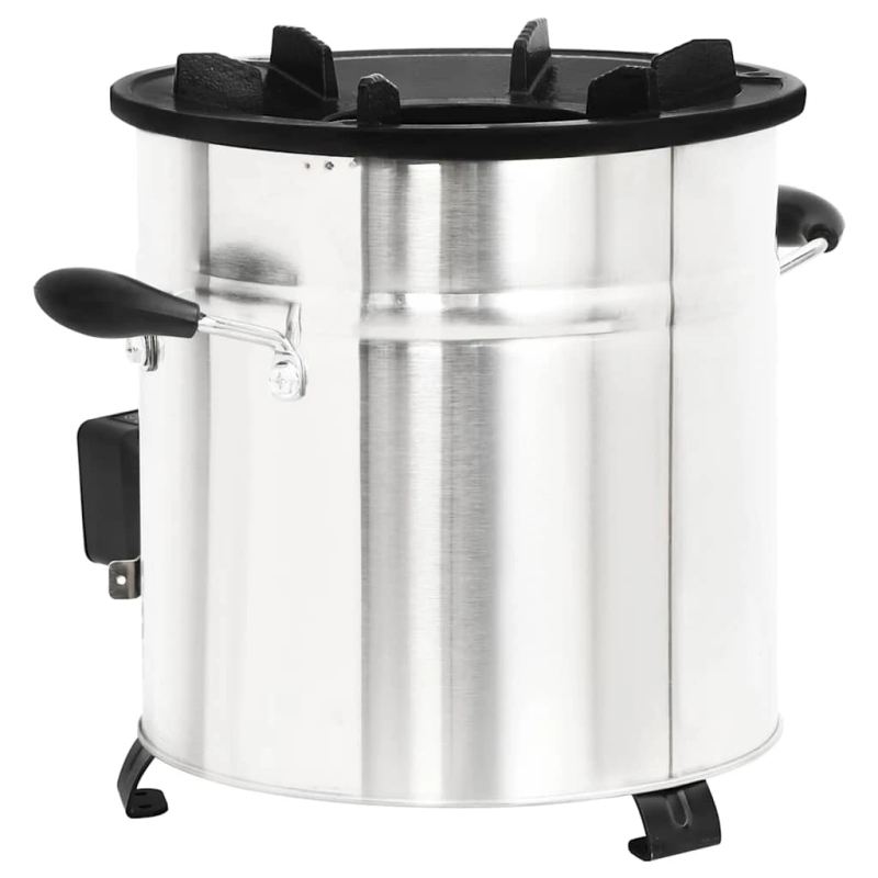 vidaXL kempinga malkas plīts ar ventilatoru, sudraba, 35,5x26x28 cm