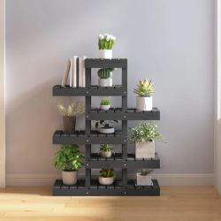 vidaXL augu plaukts, pelēks, 85x25x109,5 cm, priedes masīvkoks