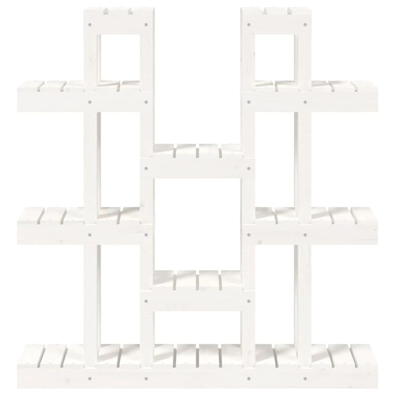 vidaXL augu plaukts, balts, 104,5x25x109,5 cm, priedes masīvkoks