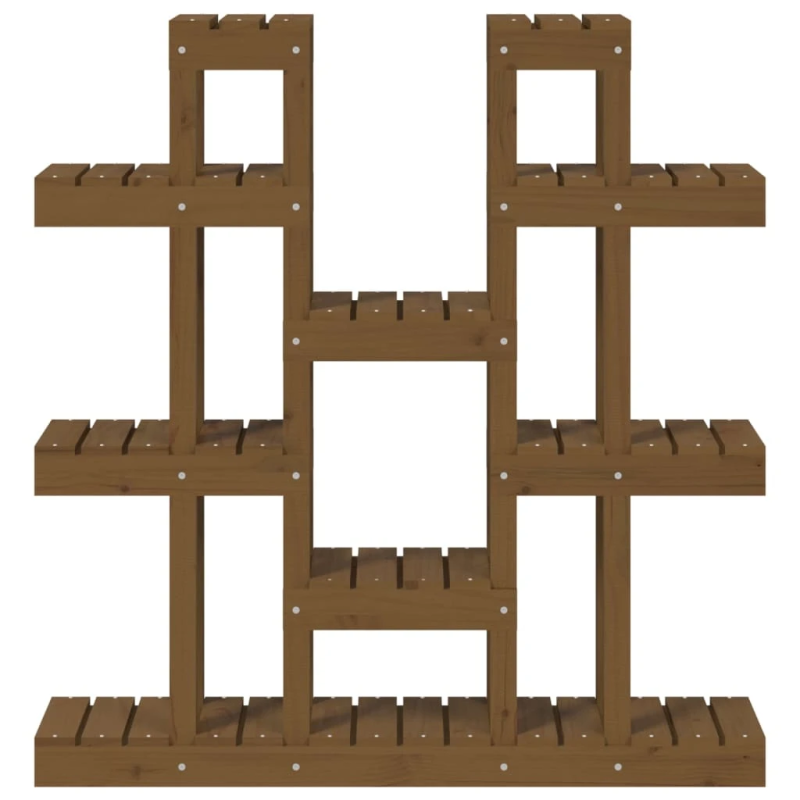 vidaXL augu plaukts, medus brūns, 104,5x25x109,5 cm, priedes masīvkoks