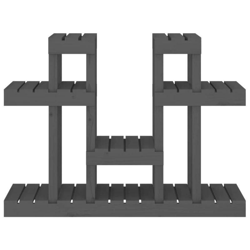 vidaXL augu plaukts, pelēks, 104,5x25x77,5 cm, priedes masīvkoks