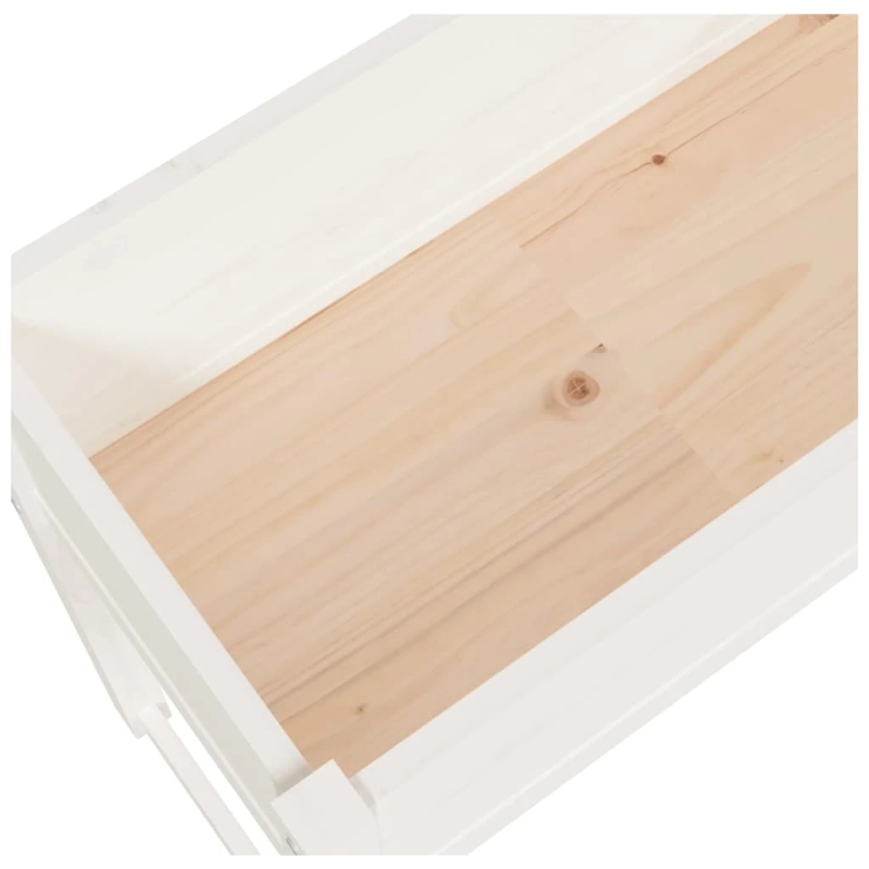 vidaXL puķu kaste, balta, 78x40x81 cm, priedes masīvkoks