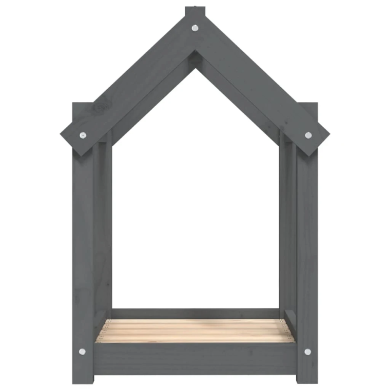 vidaXL suņu gulta, pelēka, 61x50x70 cm, priedes masīvkoks