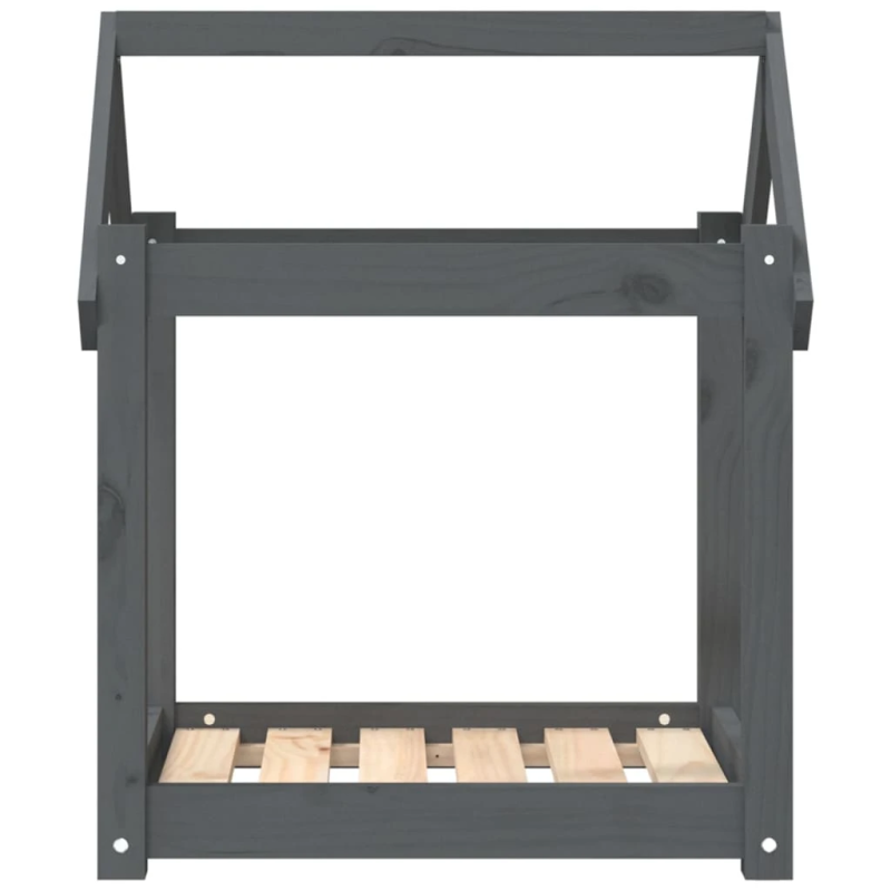 vidaXL suņu gulta, pelēka, 61x50x70 cm, priedes masīvkoks