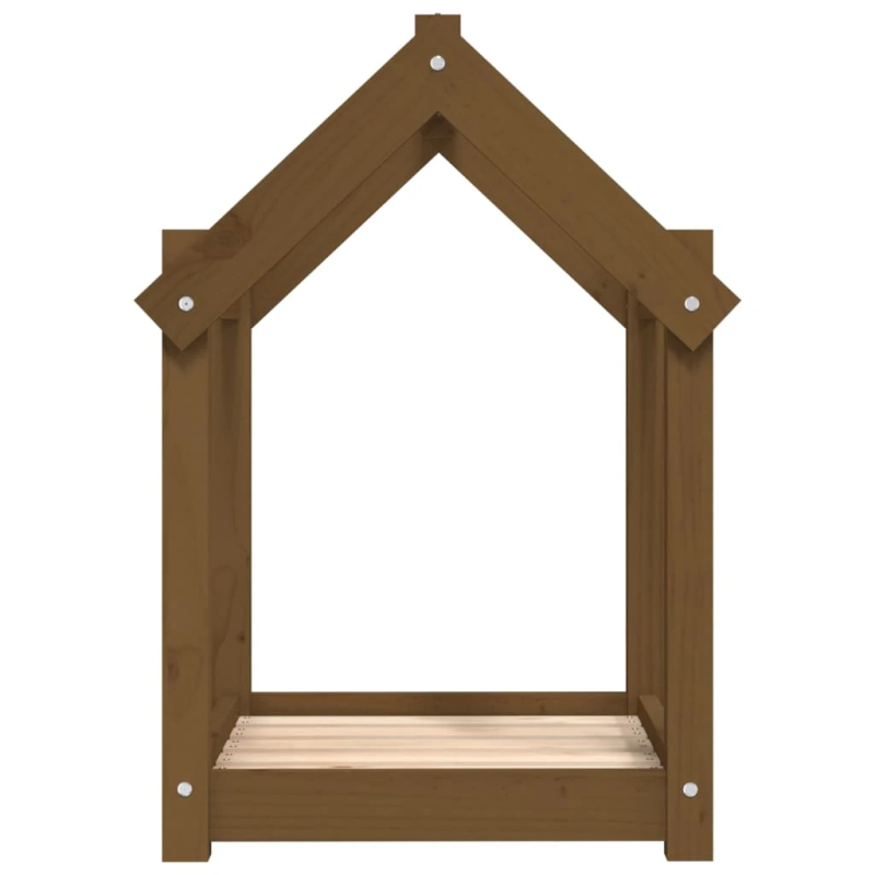 vidaXL suņu gulta, medus brūna, 61x50x70 cm, priedes masīvkoks