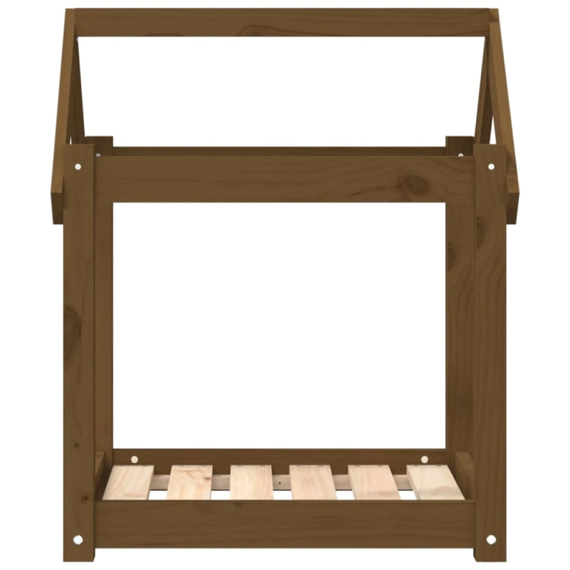 vidaXL suņu gulta, medus brūna, 61x50x70 cm, priedes masīvkoks