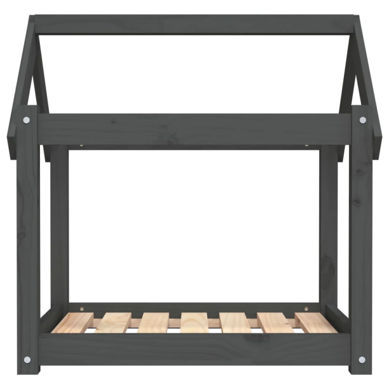 vidaXL suņu gulta, pelēka, 71x55x70 cm, priedes masīvkoks