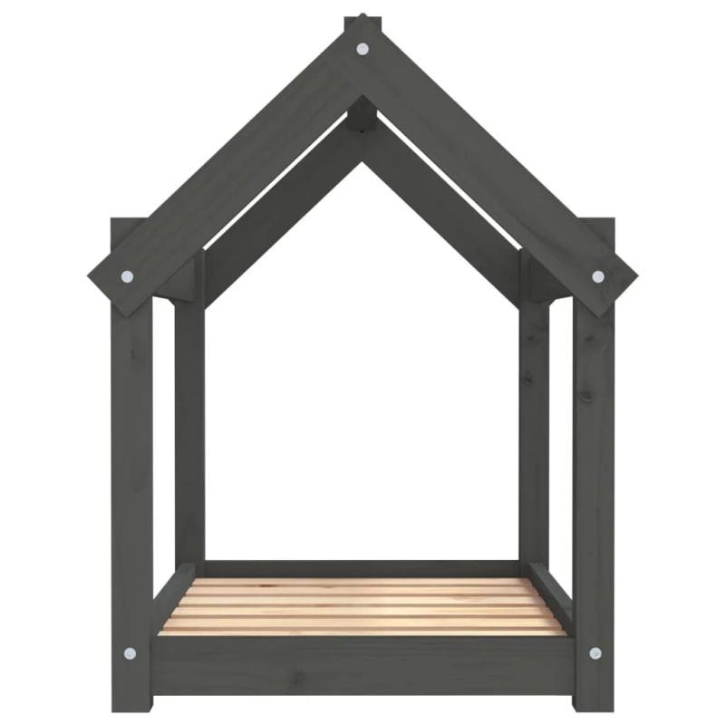 vidaXL suņu gulta, pelēka, 71x55x70 cm, priedes masīvkoks