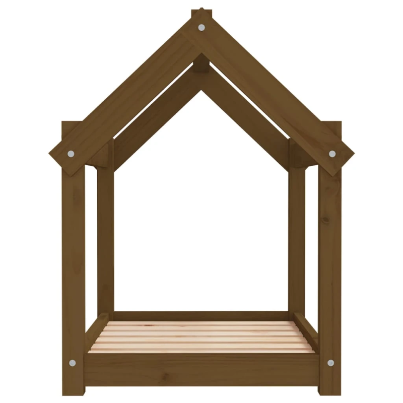 vidaXL suņu gulta, medus brūna, 71x55x70 cm, priedes masīvkoks