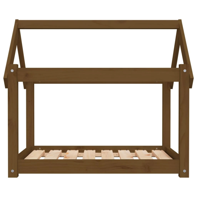 vidaXL suņu gulta, medus brūna, 81x60x70 cm, priedes masīvkoks