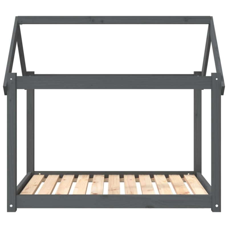 vidaXL suņu gulta, pelēka, 101x70x90 cm, priedes masīvkoks