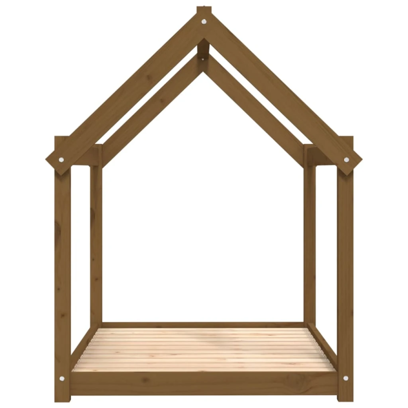 vidaXL suņu gulta, medus brūna, 111x80x100 cm, priedes masīvkoks