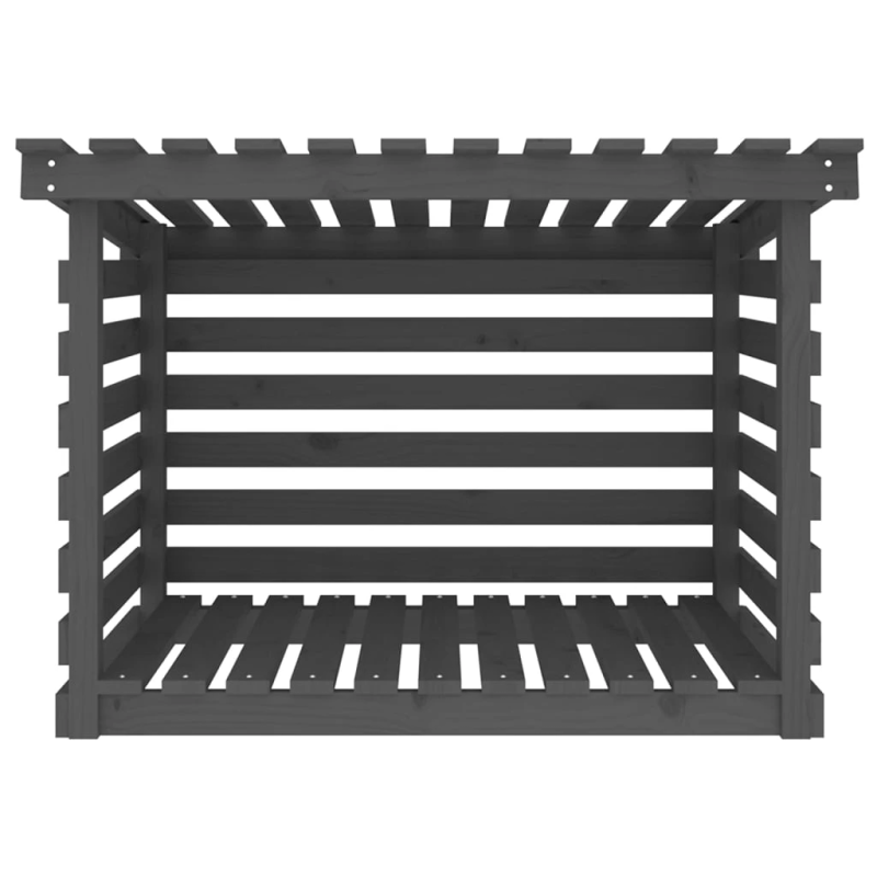 vidaXL malkas plaukts, pelēks, 108x73x79 cm, priedes masīvkoks