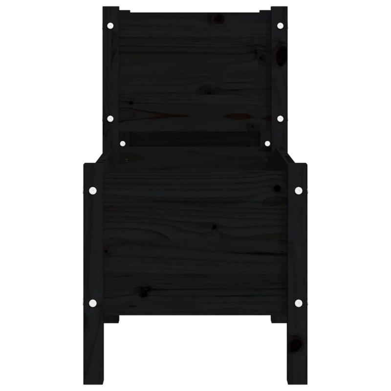 vidaXL puķu kaste, melna, 178,5x44x75 cm, priedes masīvkoks