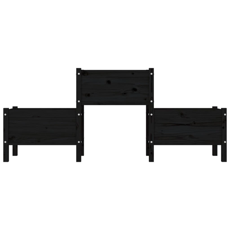 vidaXL puķu kaste, melna, 178,5x44x75 cm, priedes masīvkoks