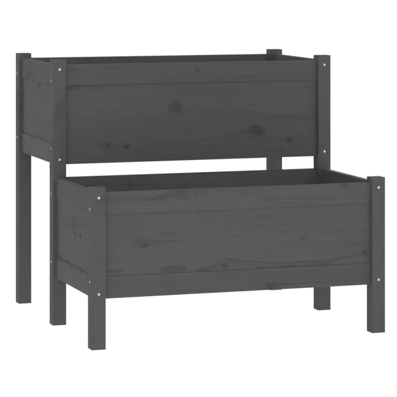 vidaXL puķu kaste, pelēka, 84,5x84x75 cm, priedes masīvkoks