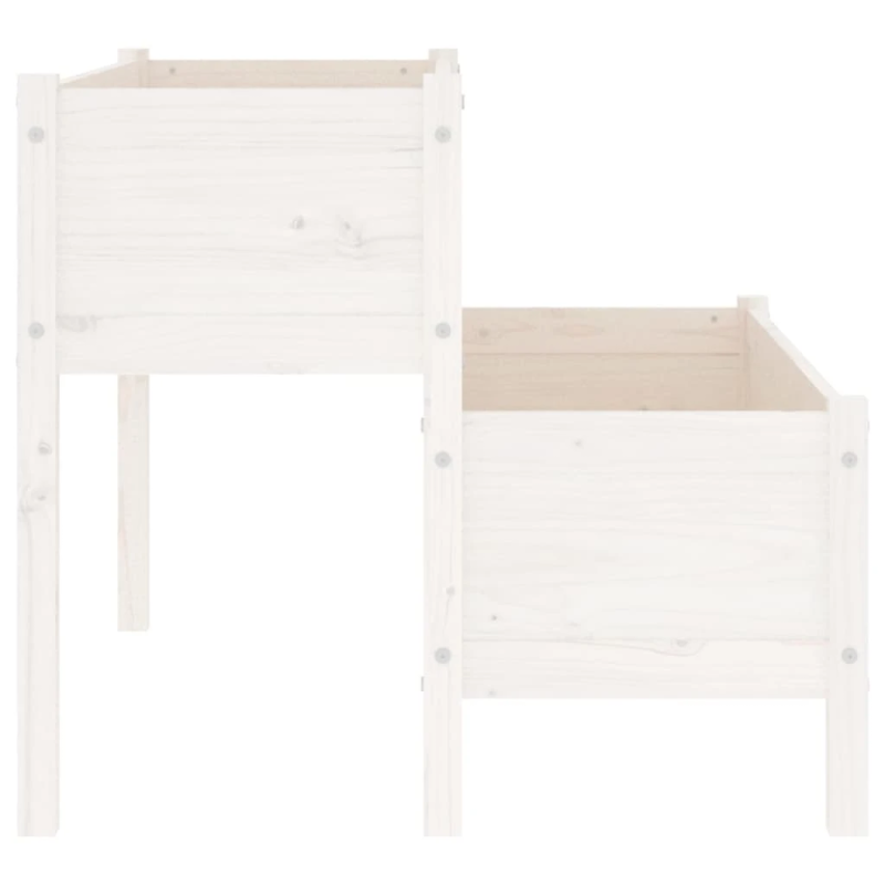 vidaXL puķu kaste, balta, 110x84x75 cm, priedes masīvkoks