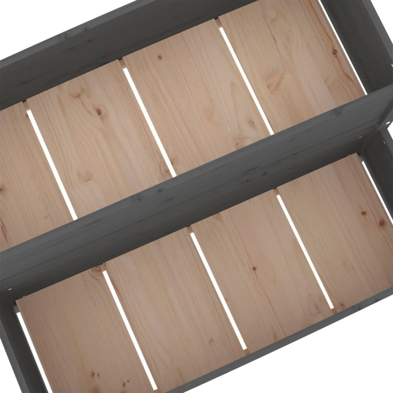 vidaXL puķu kaste, pelēka, 110x84x75 cm, priedes masīvkoks