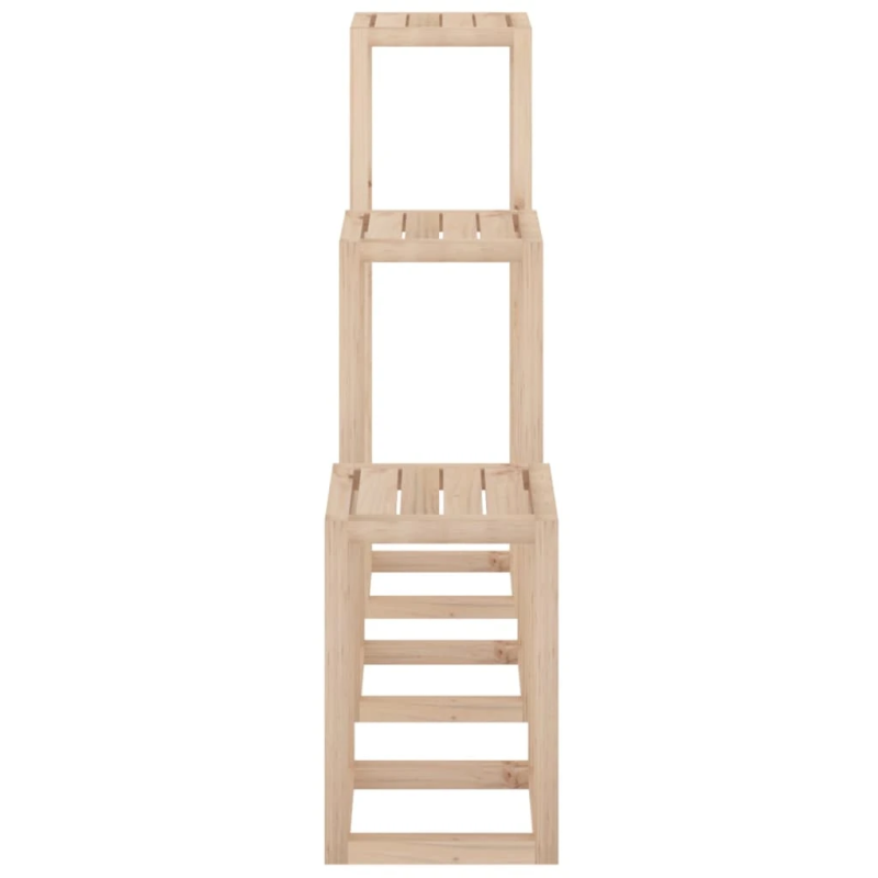 vidaXL 3-daļīgs augu statīvu komplekts, priedes masīvkoks