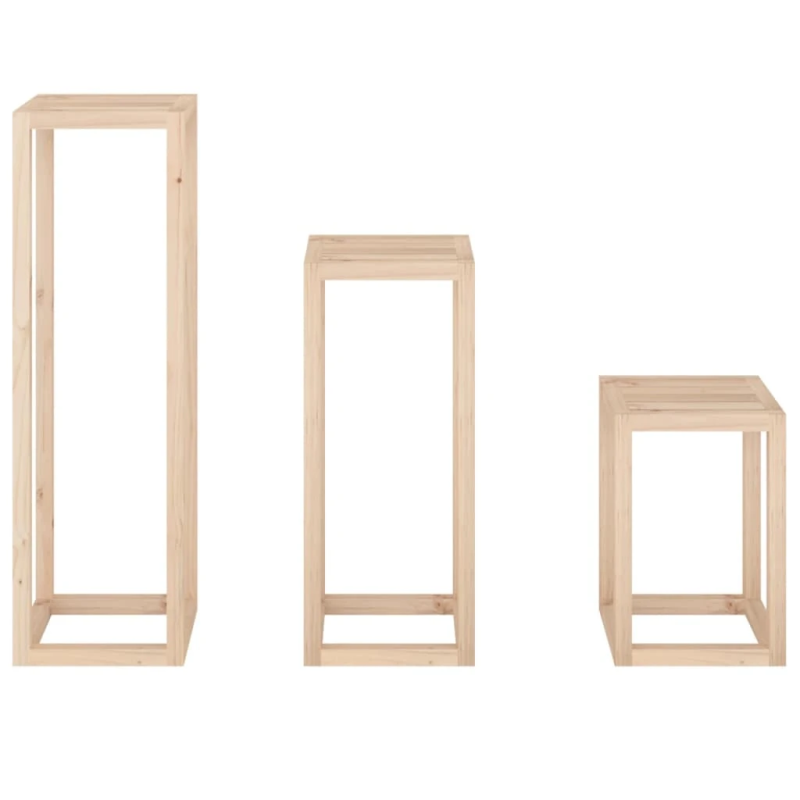 vidaXL 3-daļīgs augu statīvu komplekts, priedes masīvkoks