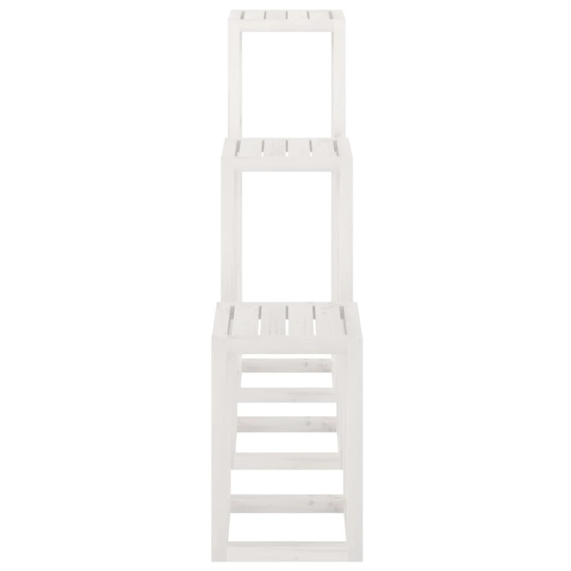 vidaXL 3-daļīgs augu statīvu komplekts, balts, priedes masīvkoks